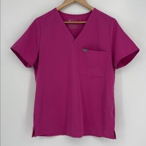 FIGS Catarina One Pocket Scrub Top in Shocking Pink Women’s Size Medium